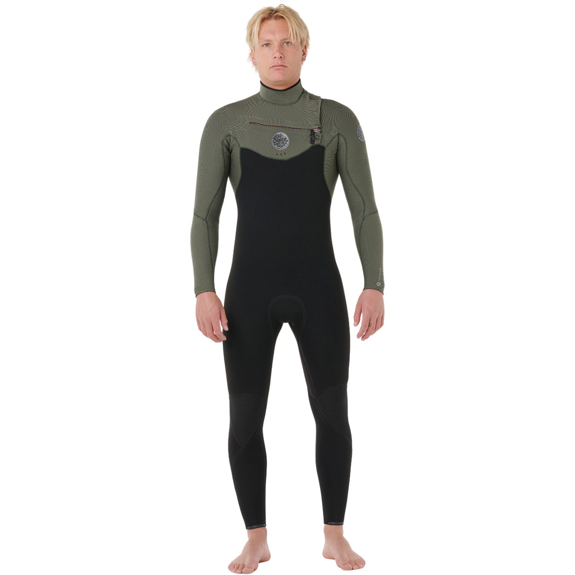 2026 Rip Curl Mens Flashbomb 4/3mm Chest Zip Wetsuit 17CMFS - Deep Cactus